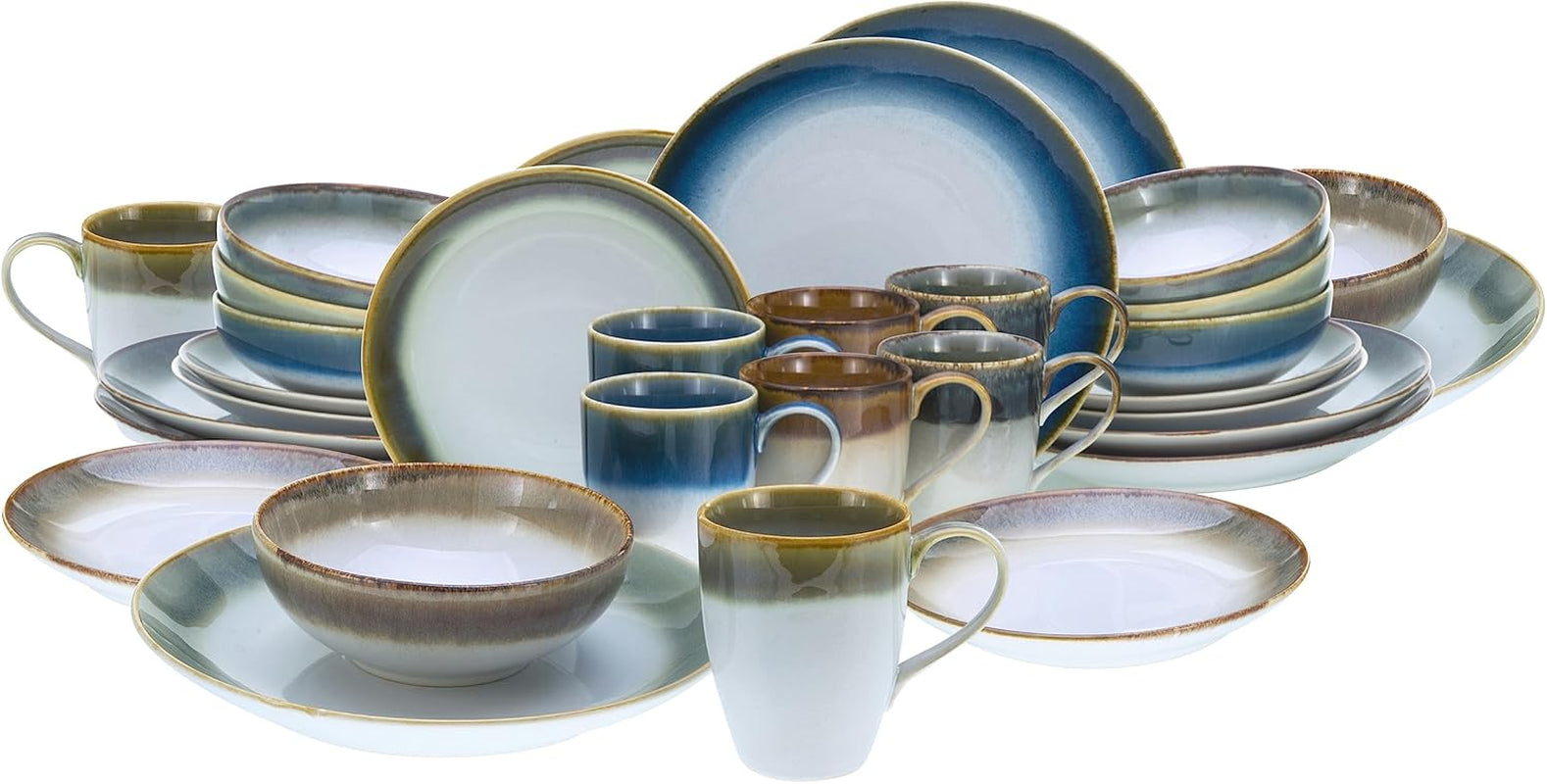 CreaTable, 23679, Cascade Series, 32-delat servisset för 8, Porslin Combo Service, Diskmaskin och Mikrovågssäker, Kvalitetstillverkning