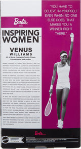 Barbie Inspiring Women Series Venus Williams modedocka med signerad uniform och tennisracket inklusive presentationslåda HRM49