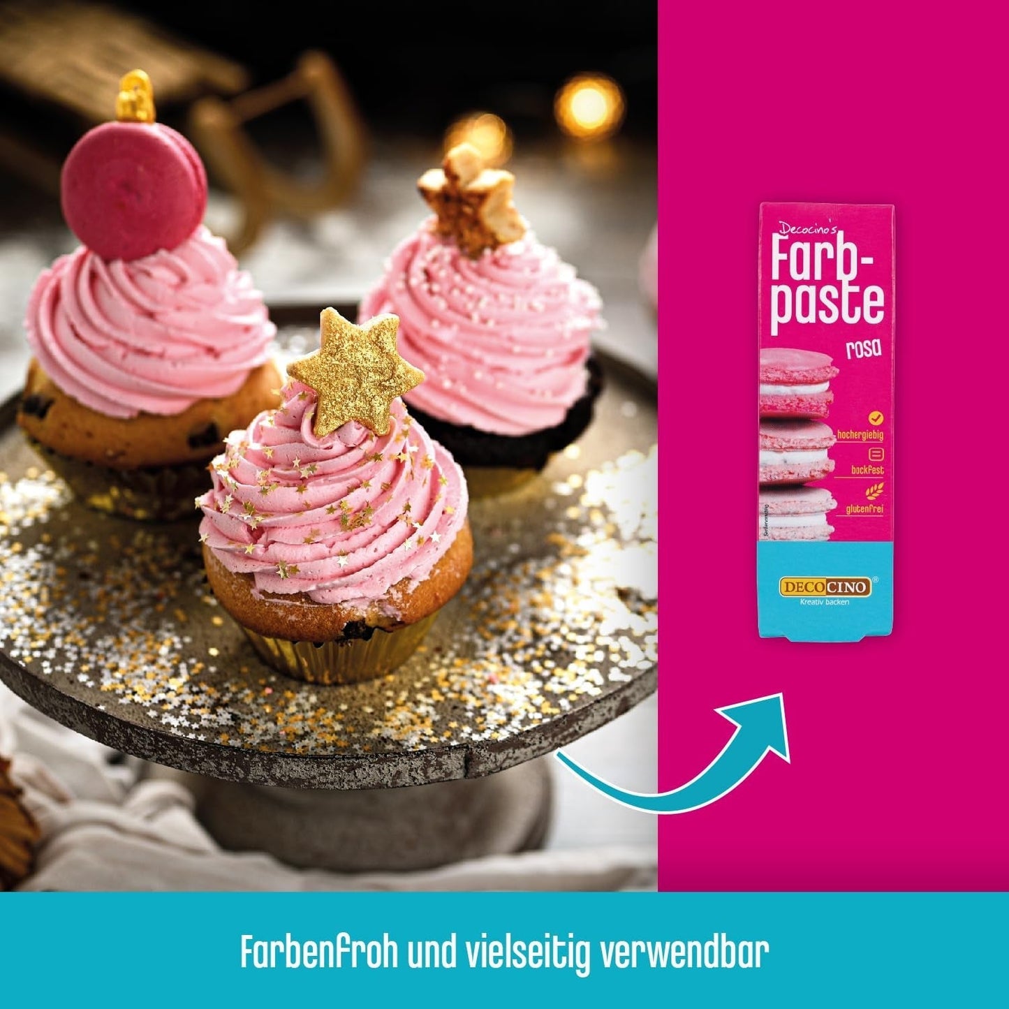DECOCINO rosa färgpasta - 20 g - Livsmedelsfärg, perfekt för att färga tårtor, fondant och krämer - Fri från azofettsyror och gluten