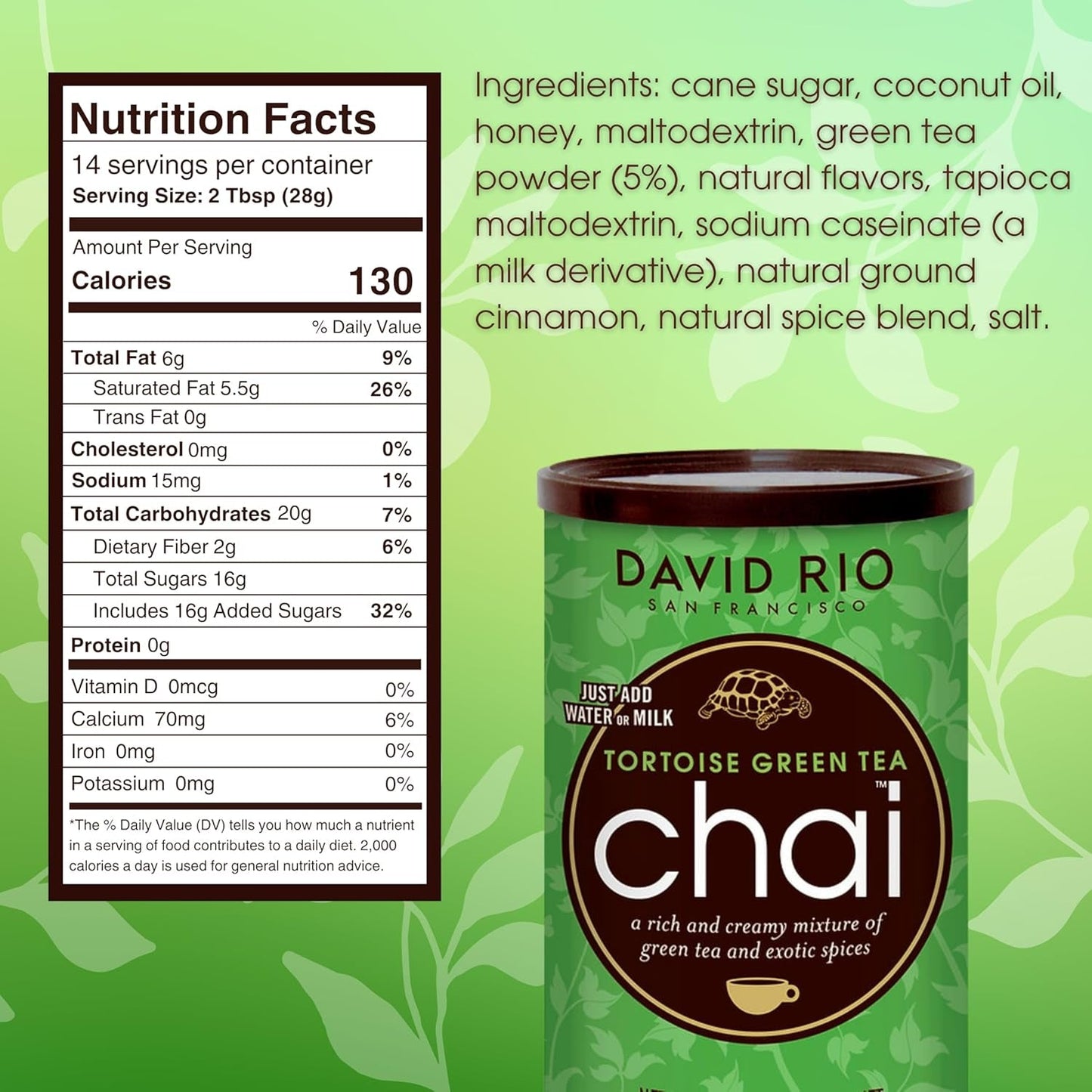 David Rio - Tortoise Green Chai, kartong (1 x 398g)