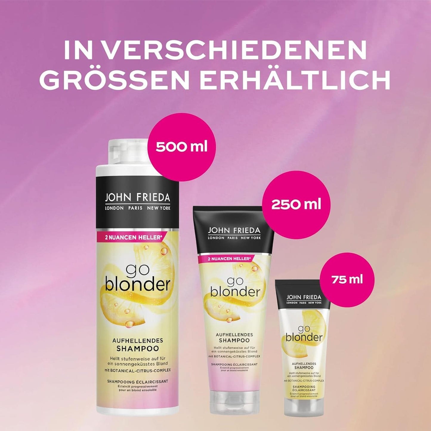 John Frieda Sheer Blonde Go Blonder Schampo, 250 ml dusch och bad Naty Shop