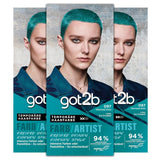 got2b Colour/Artist 097 Mermaid Green Level 2 (3x 80 ml), temporär hårfärgning får håret att glänsa i intensiva färger eller pastellnyanser, hårfärgning håller 12-15 tvättar, vegansk formel Hårfärgning Naty Shop 097 Mermaid Green
