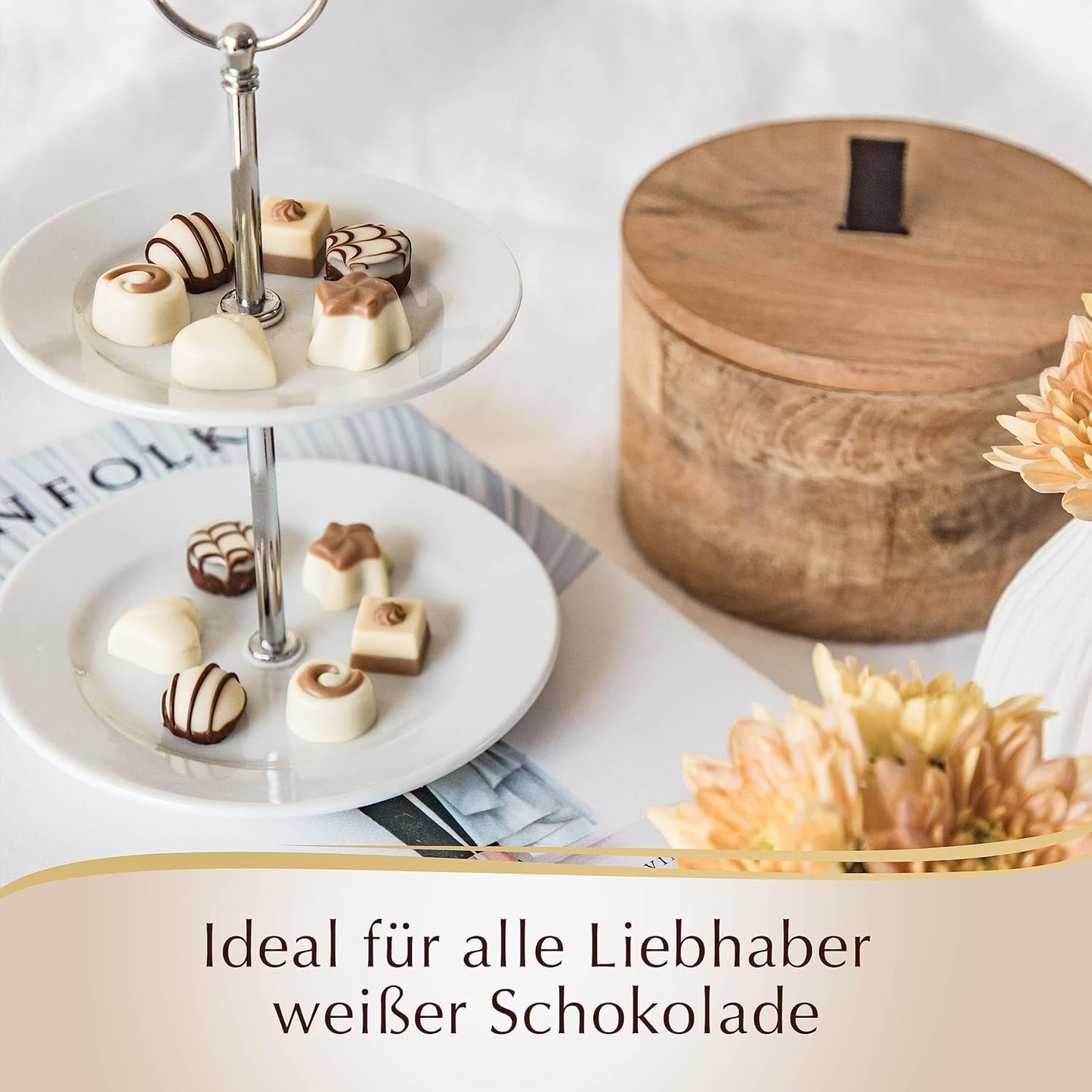 Choklad - Mini vita praliner | 90 g | Ask med 18 praliner i 6 läckra sortiment | Gåva av choklad | Chokladpresent (paket med 3)