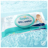 Pampers 99% vatten babyservetter, 12 förpackningar med 60 torkdukar vardera = 720 babyservetter, lätt lotion 99% vatten