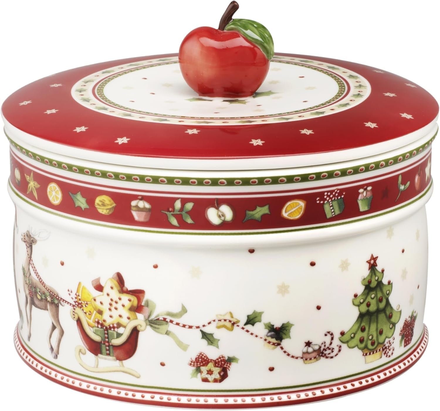 Villeroy & Boch - Winter Bakery Delight liten förvaringslåda, keramisk julkakalåda, jullåda, kaklåda, kaklåda, keramiklåda med lock, godisförvaring, förvaringslådor i premiumporslin Naty Shop L
