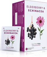 Nutra-te fläderbär & echinacea, immunitets- och förkylningste, immunstödste, kallkamp, ​​20 återanvändbara tepåsar, naturligt örtte