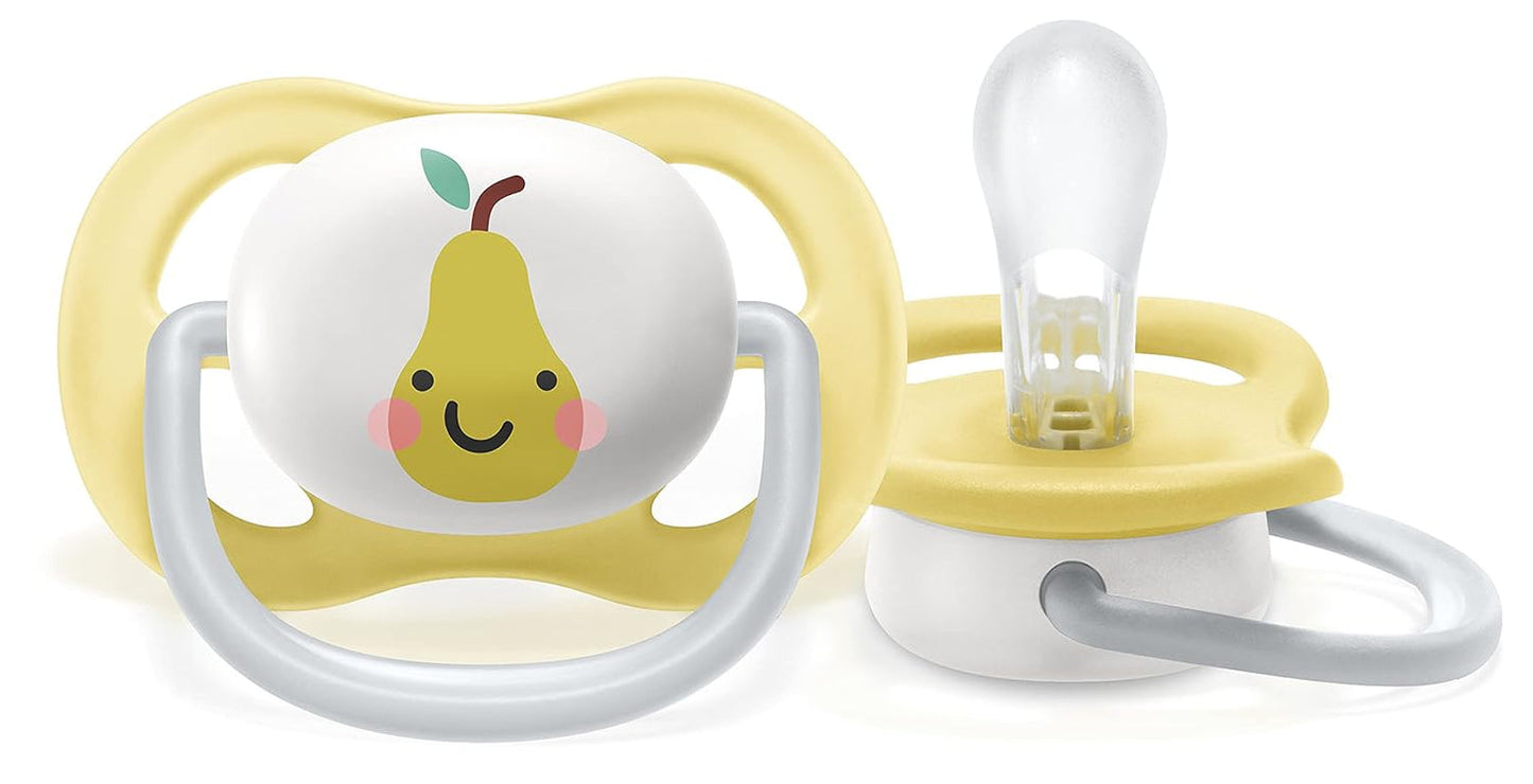 Philips AVENT ultraluftnapp - 2-pack, BPA-fri, andas, för bebisar 0-6 månader, inklusive bärväska och sterilisering, äpple/päron (modell SCF080/17)