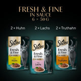Sheba Portion Pouches Våtfoder för katter, multipack Fresh & Fine i sås med MSC kyckling och lax, 6x6x50g - Fina måltider för katter i sås