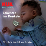 NUK First Choice Nattnapp för bebisar | 6-18 månader | Ortodontiska nappar som lyser i mörkret | Lugnar 99 % av barnen** | Kanin/får | Pack 0-2
