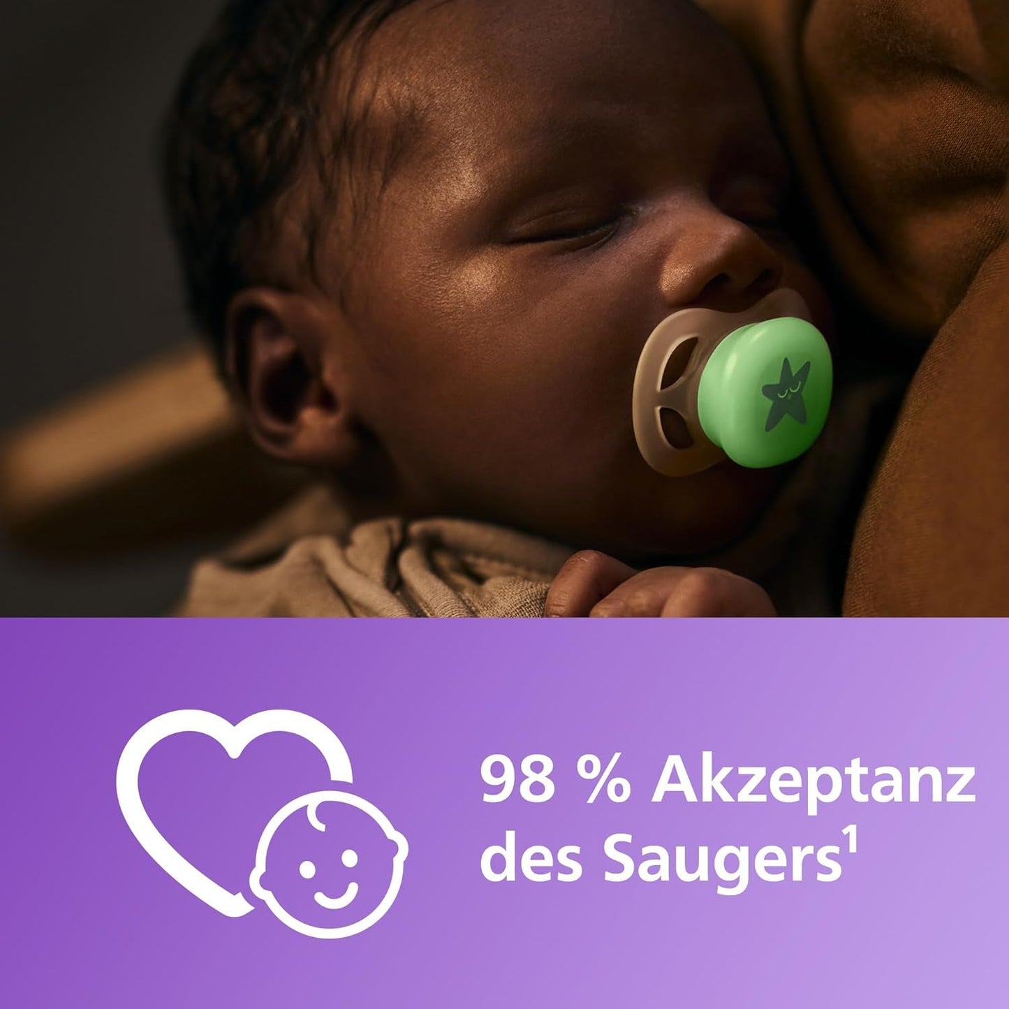 Philips AVENT Ultra Start nattnapp, ortodontisk napp för nyfödda, Glow in the Dark, BPA-fri, med steriliseringsbehållare, Twin Pack, Moon, Star, SCF075/07