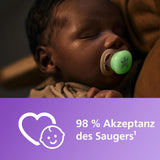 Philips AVENT Ultra Start nattnapp, ortodontisk napp för nyfödda, Glow in the Dark, BPA-fri, med steriliseringsbehållare, Twin Pack, Moon, Star, SCF075/07