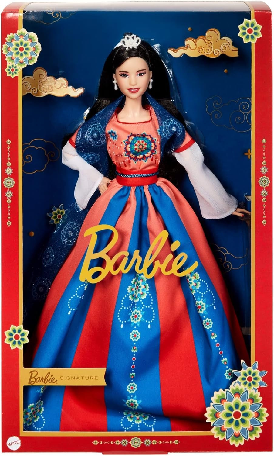 BARBIE Lunar New Year Puppe - Sammelfigur mit traditionaler Hanfu-Robe und chinesischen Drucken, inspirerad av Dunhuang-Höhlenmalereien, inklusive Puppenständer und Echtheitszertifikat, HJX35