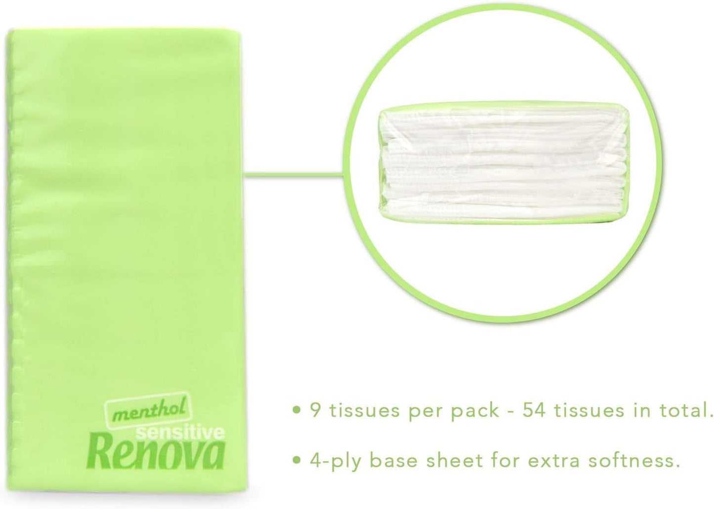 Pocket Tissues Renova SENSITIVE MENTHOL 6-pack Vanlig vit 1 st (pack om 6)