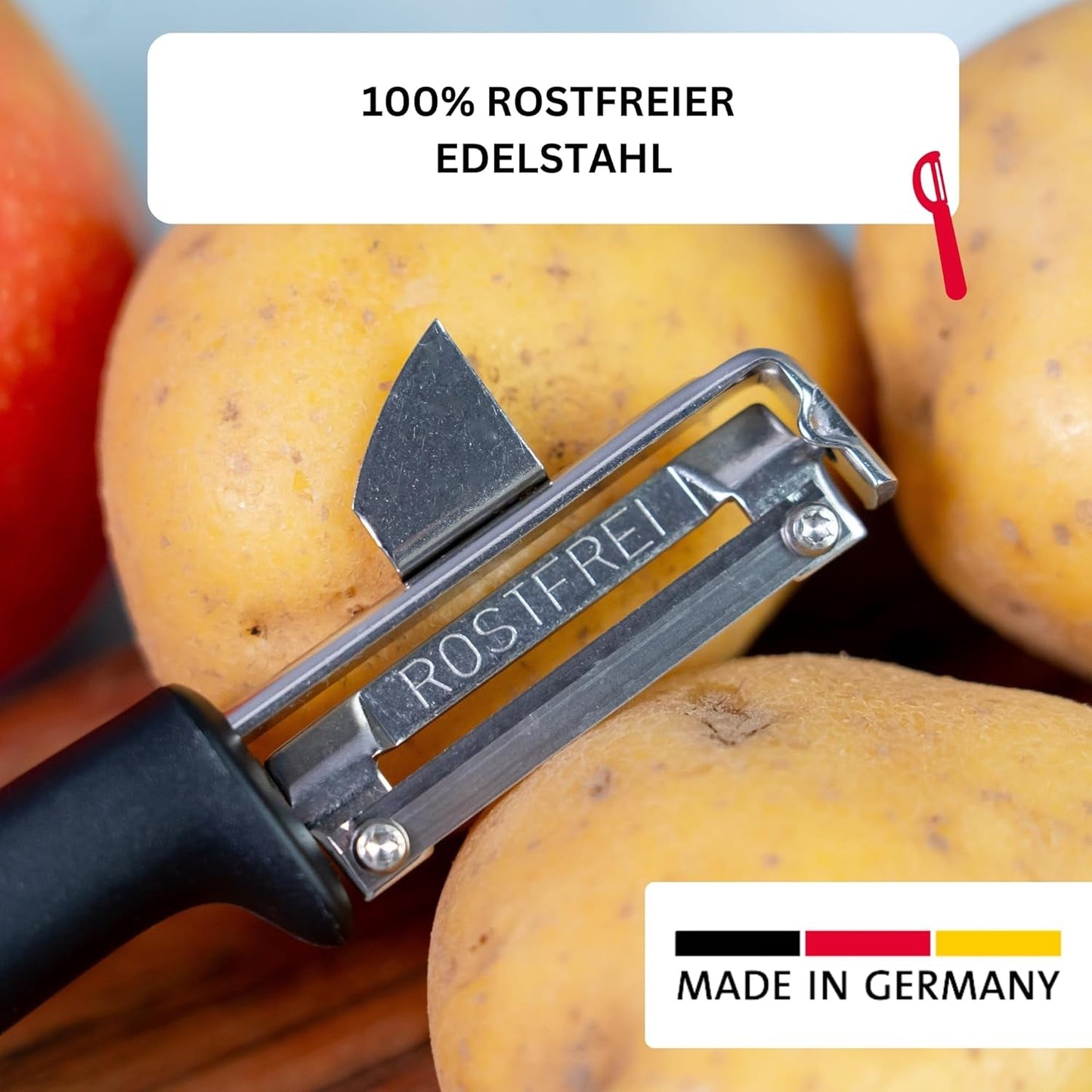 Westmark 29092270 Sparschäler Gallant, Pp/Tpe/Edelstahl, Schwarz / Rot, 16,5 X 3,7 X 2 Cm Skalare Naty Shop