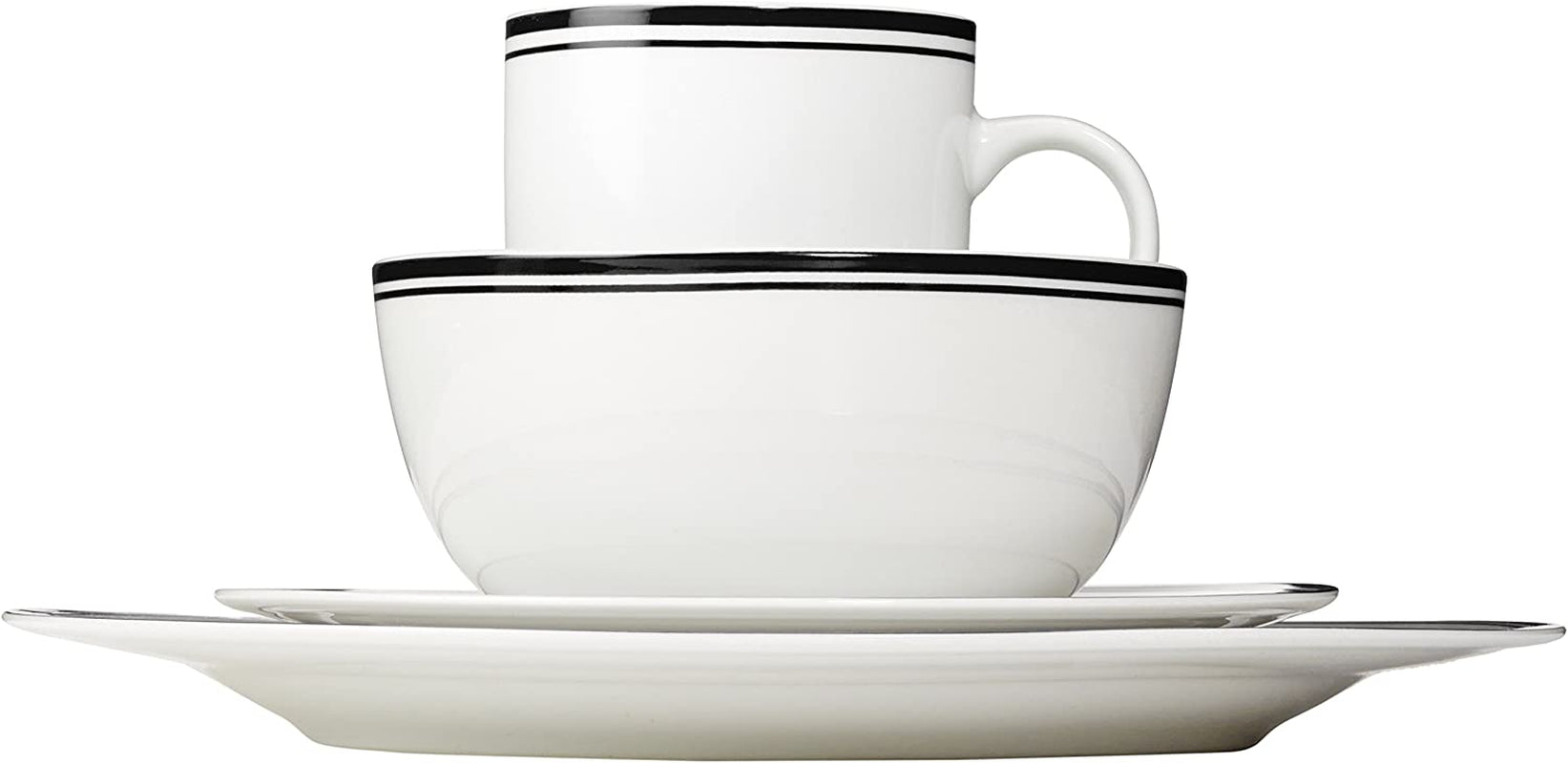 Amazon Basics Coffee Black Rim 16-delad servisset för 4