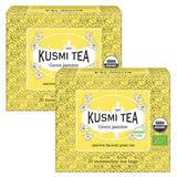 Kusmi Tea - Paket med 2 - Jasmine Green Tea - Ekologisk Jasmine Green Tea Blend - 100 % ekologiskt grönt te - Kan konsumeras varmt eller kallt - 2X20 tepåsar