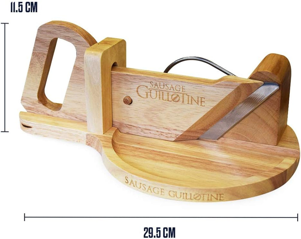 Traditionell korvskärare - Korvgiljotin - 30 X 19 X 12 Cm - Strimlare och skärare i massivt trä Naty Shop