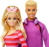 Barbie Fashionistas Set med 2 modedockor och 6 tillbehör, Barbie och Ken modedockor på rullar, 65-årsjubileumsfigurer, HXK90 Naty Shop Dolls