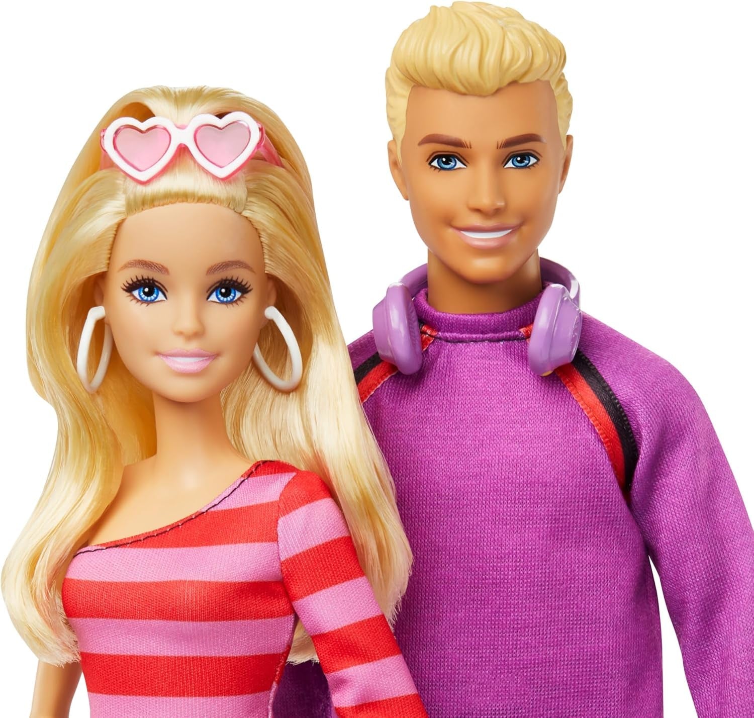 Barbie Fashionistas Set med 2 modedockor och 6 tillbehör, Barbie och Ken modedockor på rullar, 65-årsjubileumsfigurer, HXK90 Naty Shop Dolls