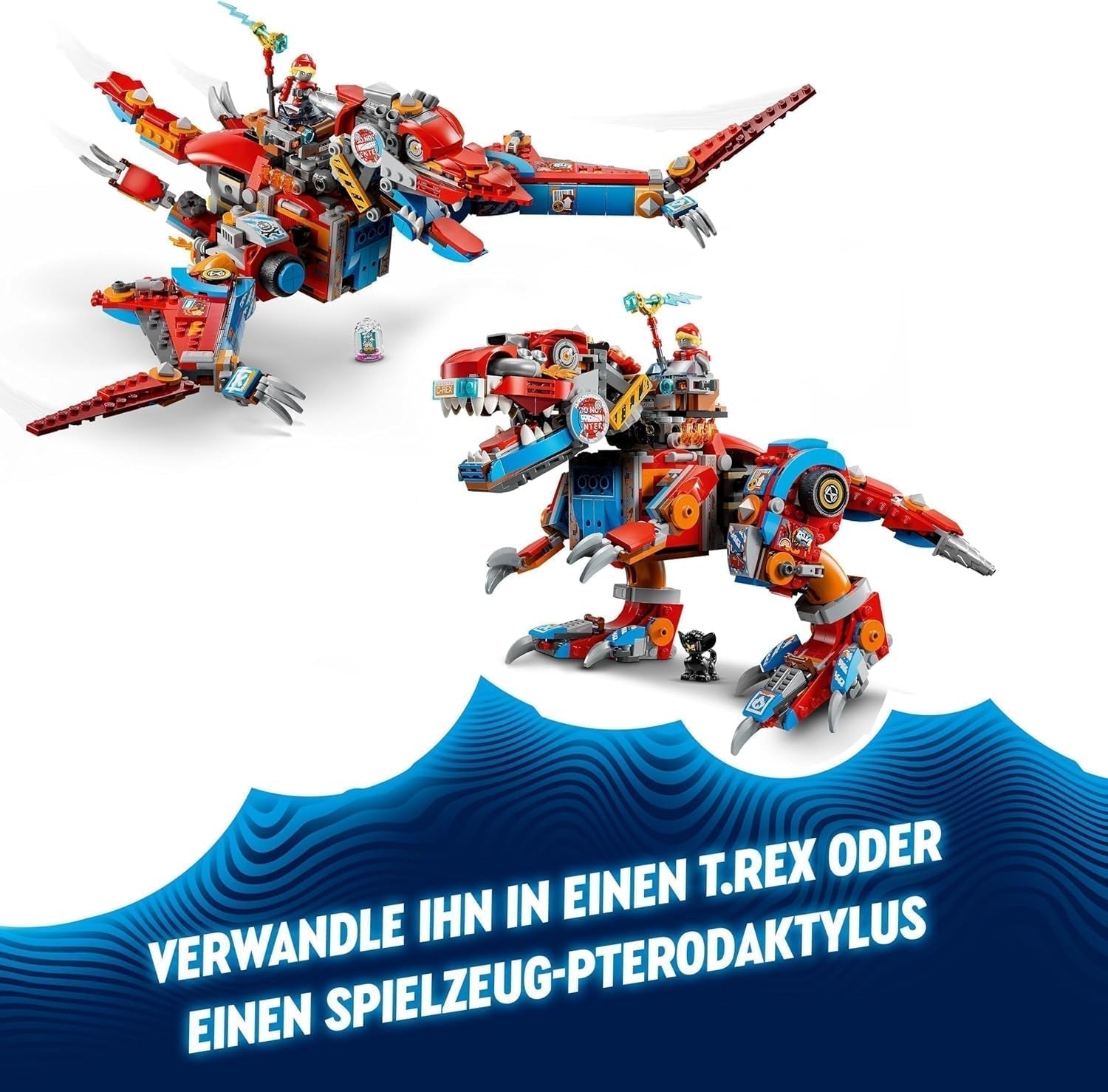 LEGO Dreamzzz 2-i-1 Coopers Dino-Mech C-Rex Toy Pterodactyl T.Rex Actionfigur för pojkar och flickor Kreativ leksak Äventyrsset Present för barn 9 år 71484 Byggset Beuche den LEGO-Store