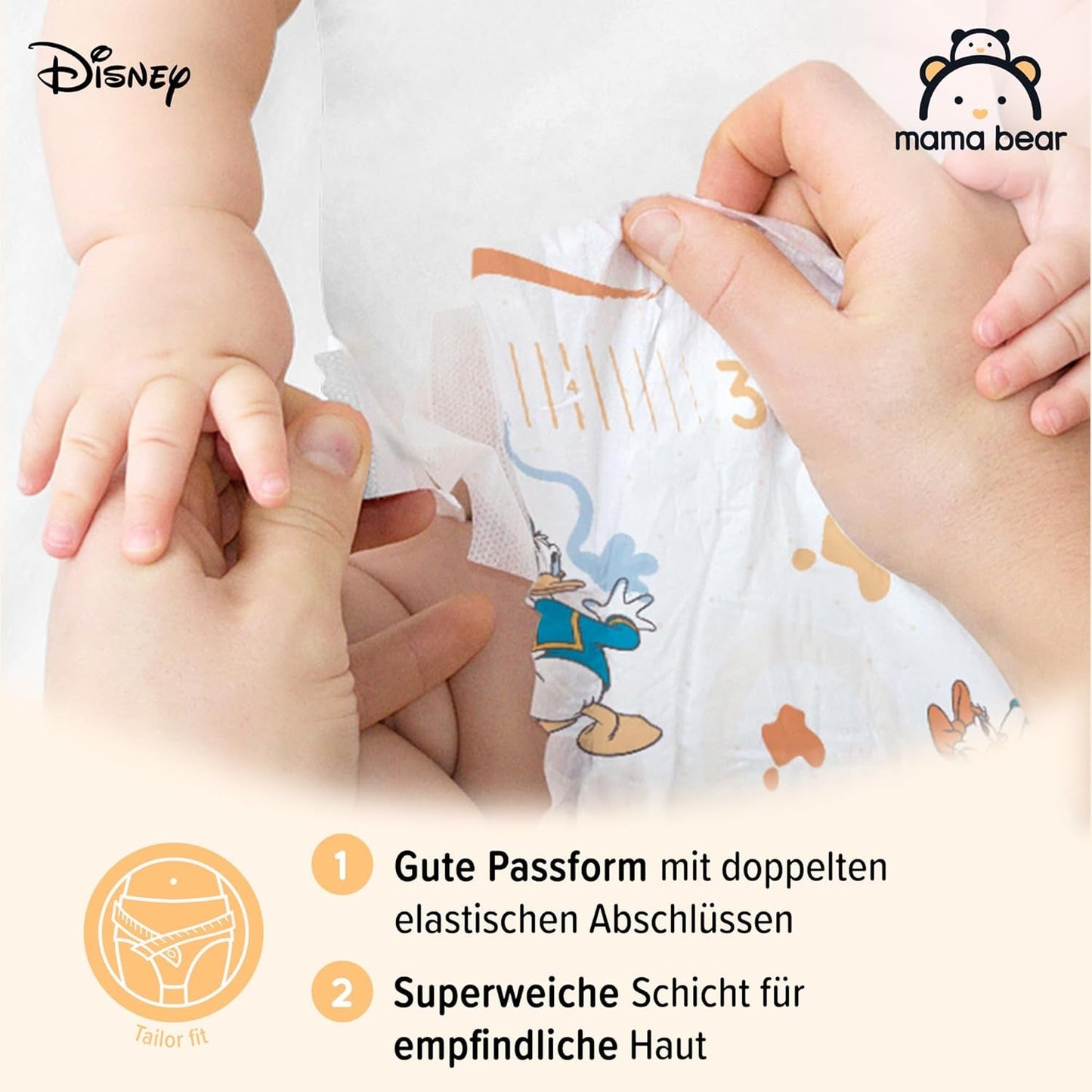 Amazon Märke: Mama Bear Disney Ultra Dry blöjor, storlek 3 (4-9 kg) - Månadslåda, vit, 172 count (2 förpackningar om 86)