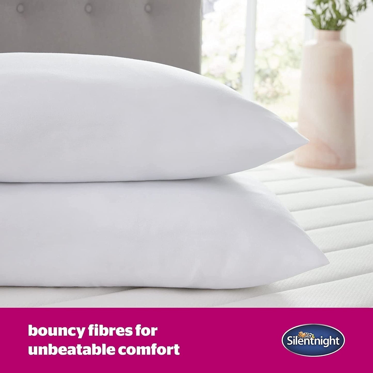 Silentnight Ultrabounce kudde, vit, mikrofiber, vit, 2-pack Naty Shop standardkuddar