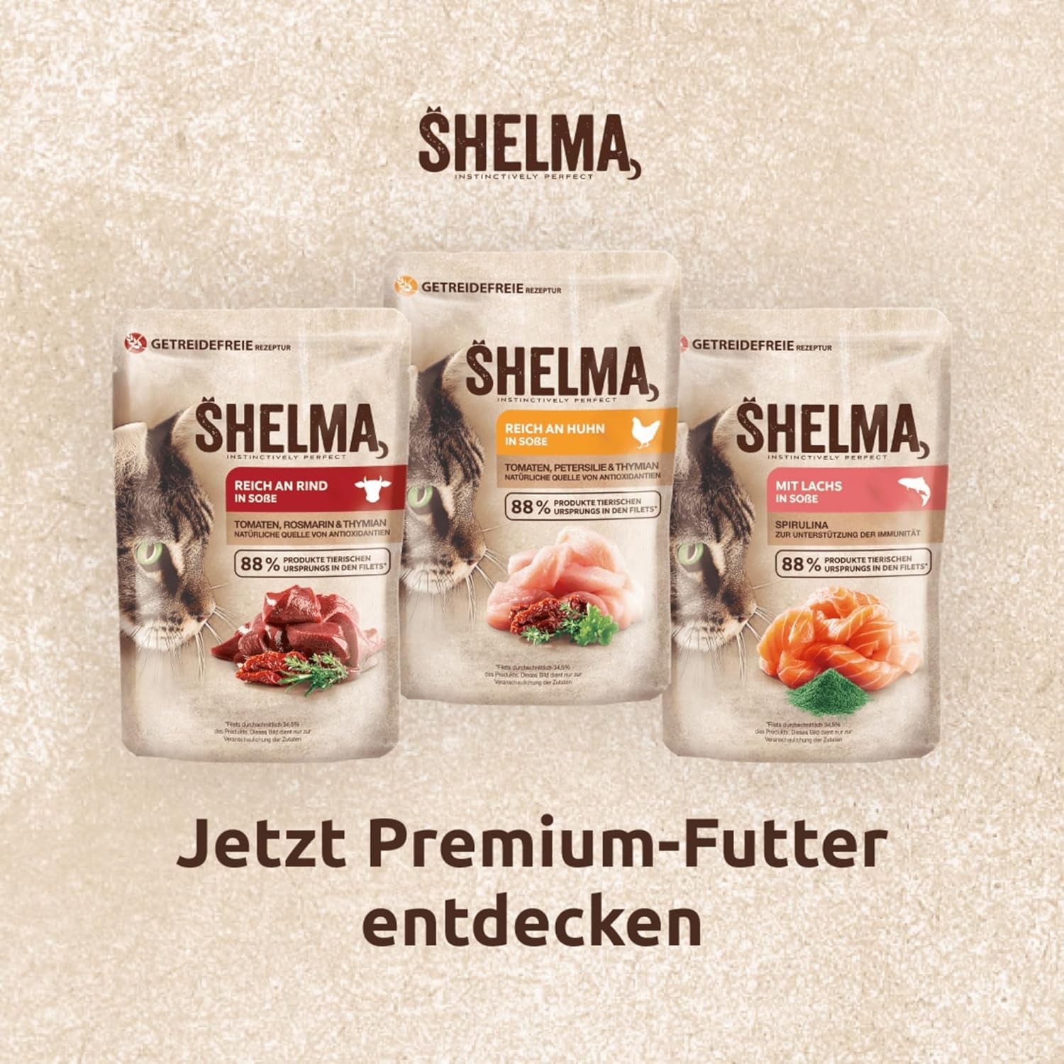 Shelma våt kattmat med kyckling i tomat- och örtsås - komplett spannmålsfri foder med högt köttinnehåll - 28 x 85 g (2,38 kg)
