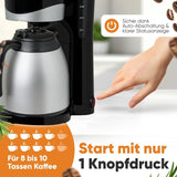 Clatronic® kaffebryggare med termos | för 8-10 koppar kaffe | utan temperaturförlust | kaffebryggare med filter | 1 liter | Espresso | Filterkaffebryggare med termos | KA 3327 svart