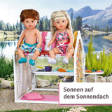 BABY born Dollhouse, Weekend House med ljus- och ljudfunktion, öppningsbara sidopaneler, diskho, grill och många tillbehör, 832752, Zapf Creation