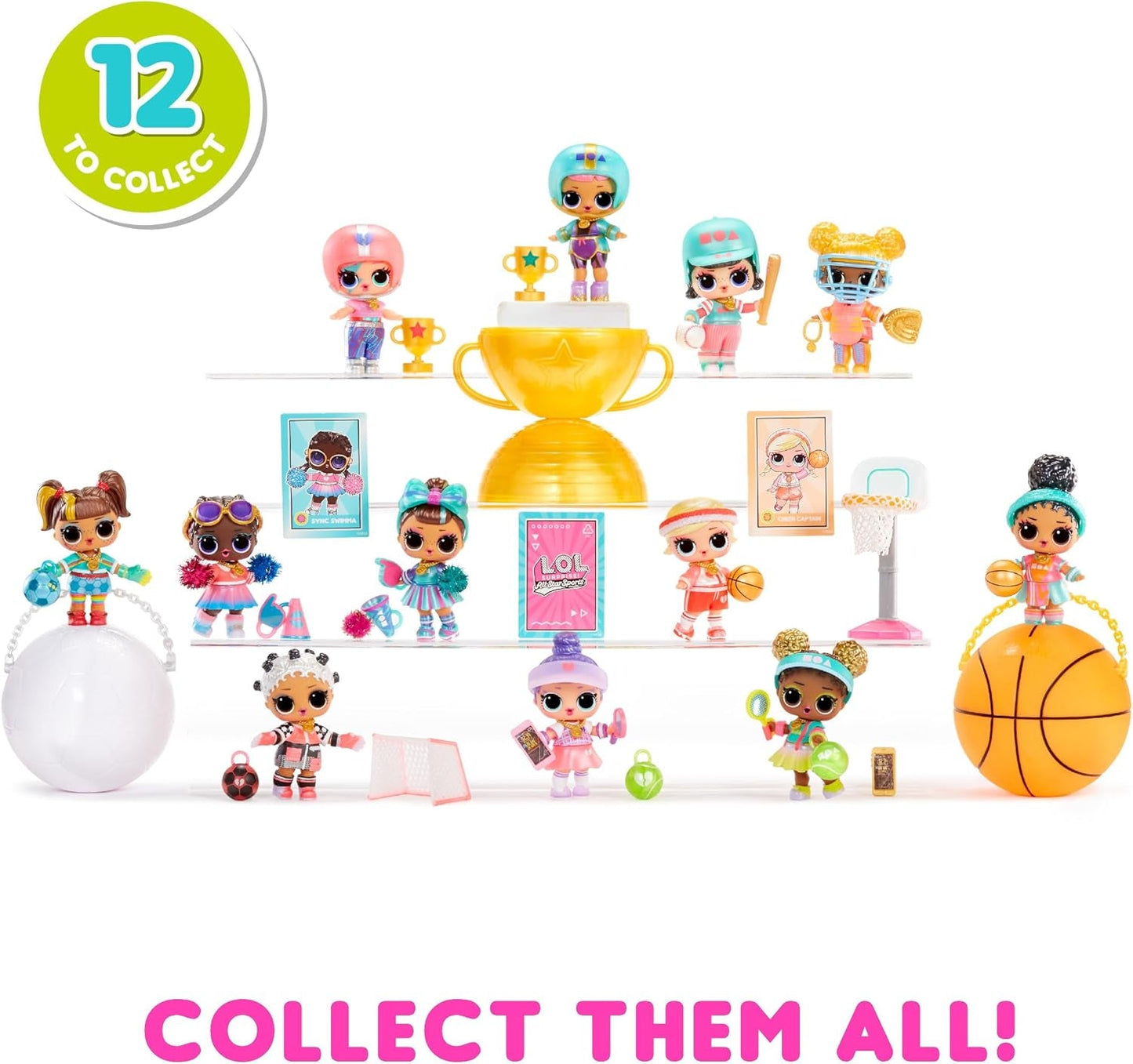 LOL Överraskning! All-Star Sports Vault Tots Collection - Innehåller 1 docka, bepansrad förpackning, 12 samlardockor, 8 tillbehör för uppackning, perfekt för åldrarna 4 och uppåt, Rosa