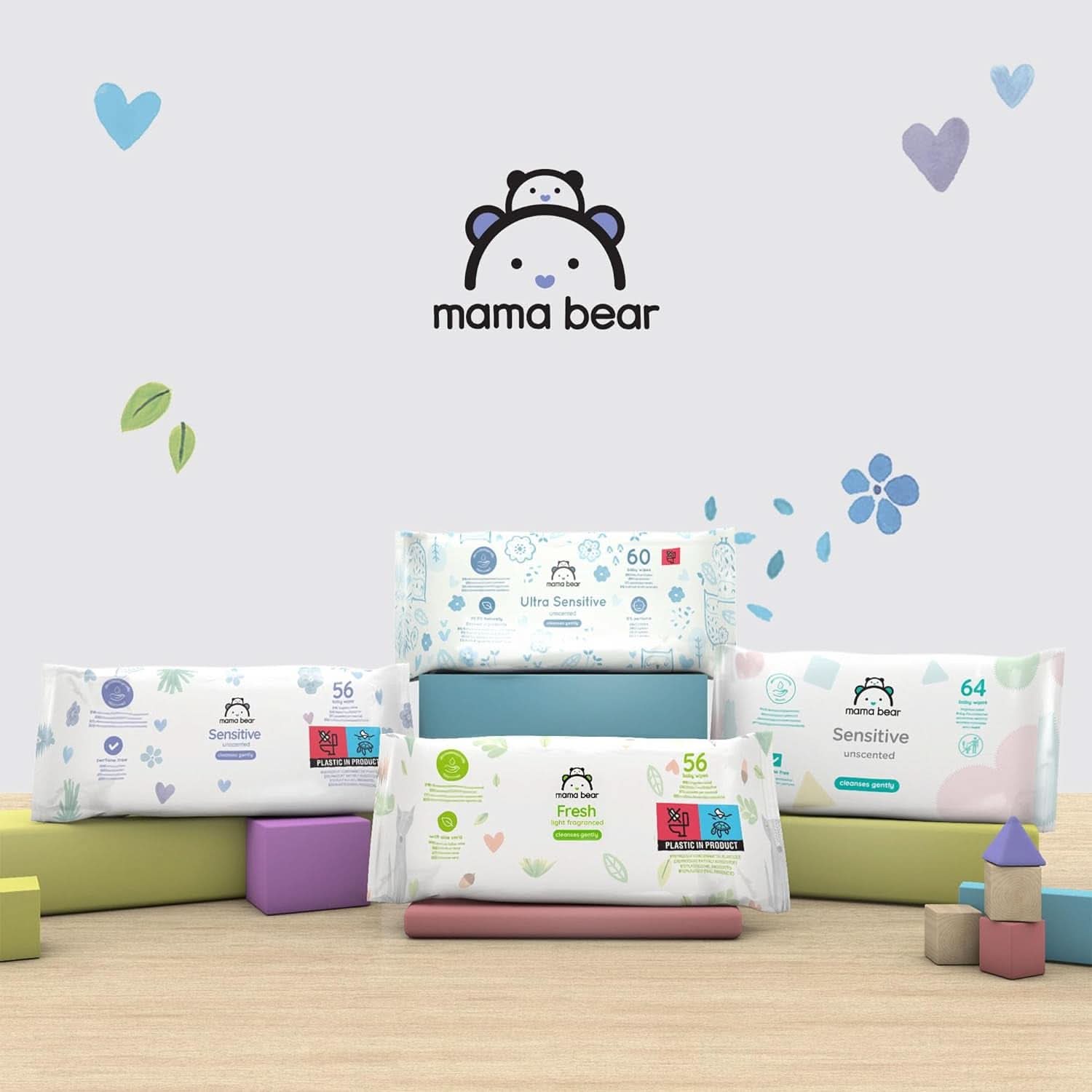 Naty Shop Mama Bear Sensitive Baby Wipes Oparfymerade
