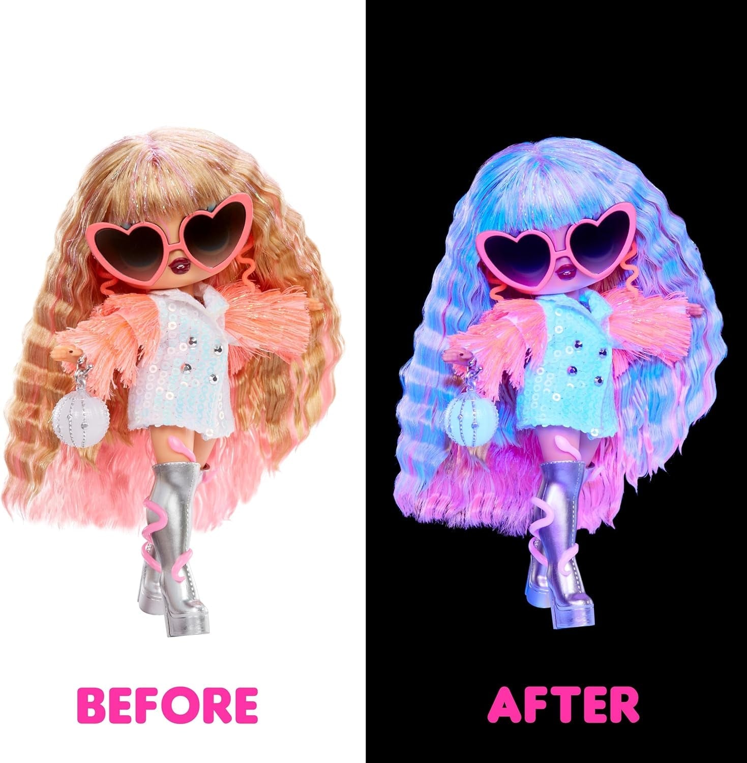 LOL Överraskning! Tweens Neon Pop Stars - Thea Stars - 1 modedocka med bakgrundsbelysta överraskningar och över 10 Pop Star-kläder och accessoarer, inklusive hennes rosa gitarr, present till barn från 4 år och uppåt