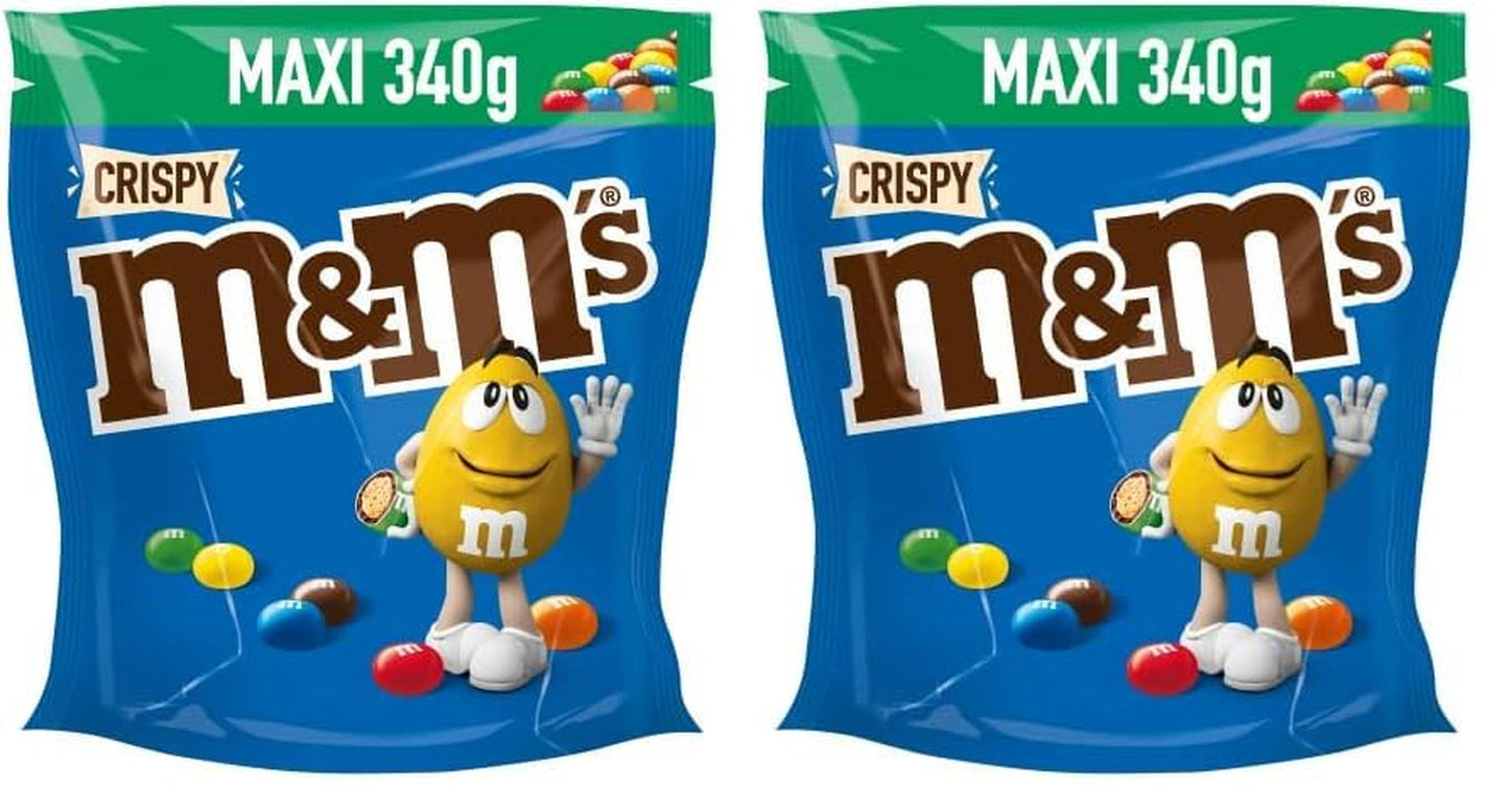 M&M'S Crispy, Chocolate Crispy Linser och Crispy Center, Choklad, 1 förpackning (1 x 340 g) (förpackning med 2)