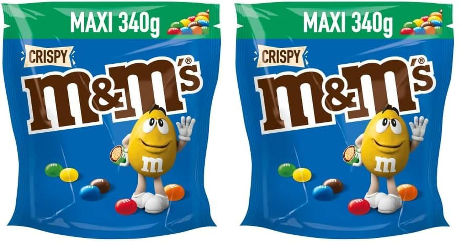 M&M'S Crispy, Chocolate Crispy Linser och Crispy Center, Choklad, 1 förpackning (1 x 340 g) (förpackning med 2)