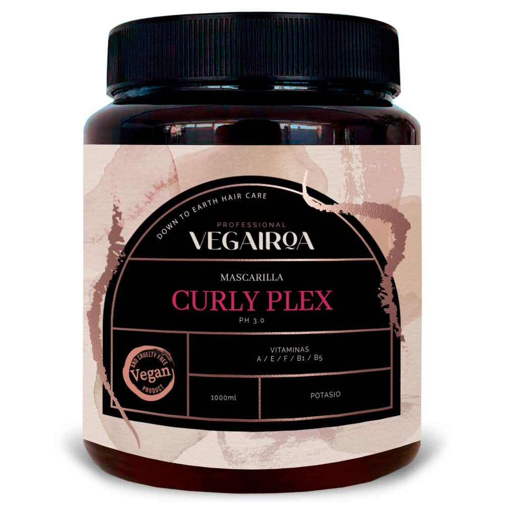 VEGAIROA - Curly Plex Mask - Mask för definierade lockar utan frizz - Djup fuktgivande vård - För lockigt eller vågigt hår - Professionell vegansk frisörprodukt - 1000ml Naty Shop Hair Mask Standardtitel