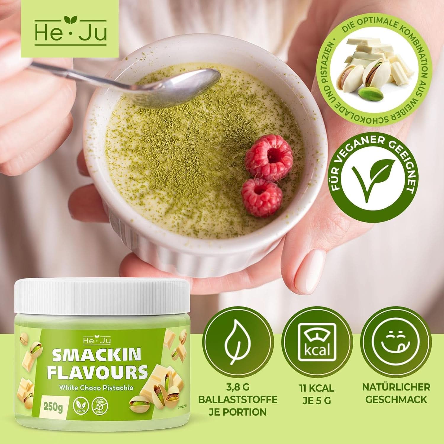 He-Ju, Pulver med vit choklad och pistagesmak, 250 gram Naty Shop Flavours