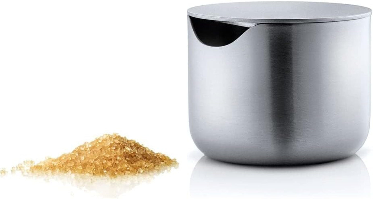 blomus -BASIC- sockerskål i borstat rostfritt stål, idealisk sockerbehållare för vitt/brunt socker, tidlös design, tål diskmaskin (H/B/H 6,6x 6,6x5,2 rostfritt stål, 63621)
