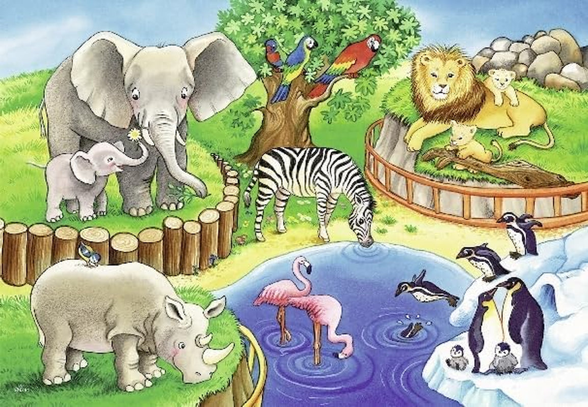 Ravensburger Pussel för barn - 07602 Animals at the Zoo - Pussel för barn från 3 år, med 2X12 bitar Puzzle Naty Shop