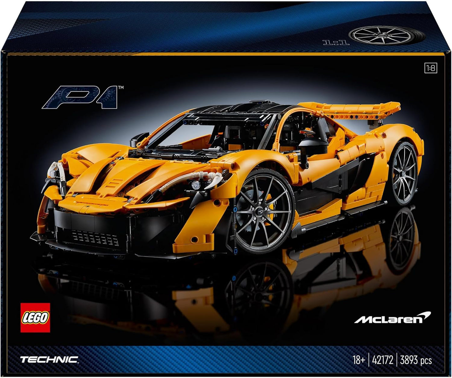 LEGO Technic Mclaren P1 Super Sports Car Set För Vuxna Bilfans Present V8 Kolvmotor 7-växlad växellåda Skalmodell Billeksaksbilset 42172 Byggset Besuche den LEGO-Store