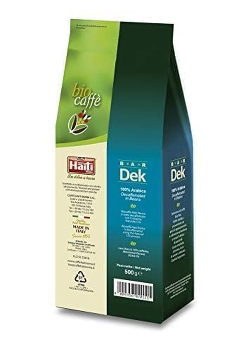 Caffè Haiti Roma ekologiska koffeinfria kaffebönor, 100% Arabica, Fairtrade-certifierad, ekologisk kvalitet, förpackning om 2 x 500g