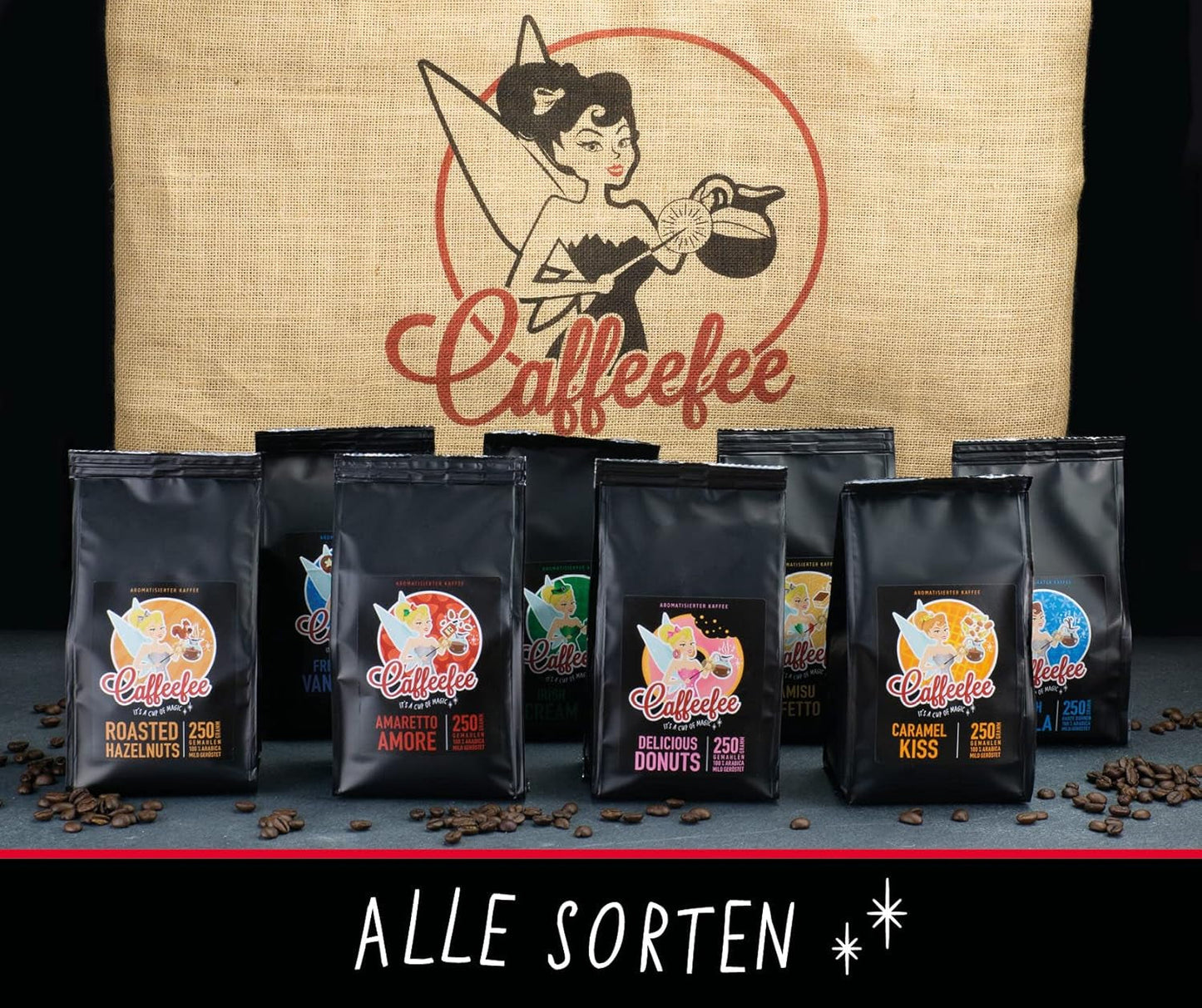 Caffeefee Belgiska våfflor Bohnen, 250 g, aromatisierter Röstkaffee