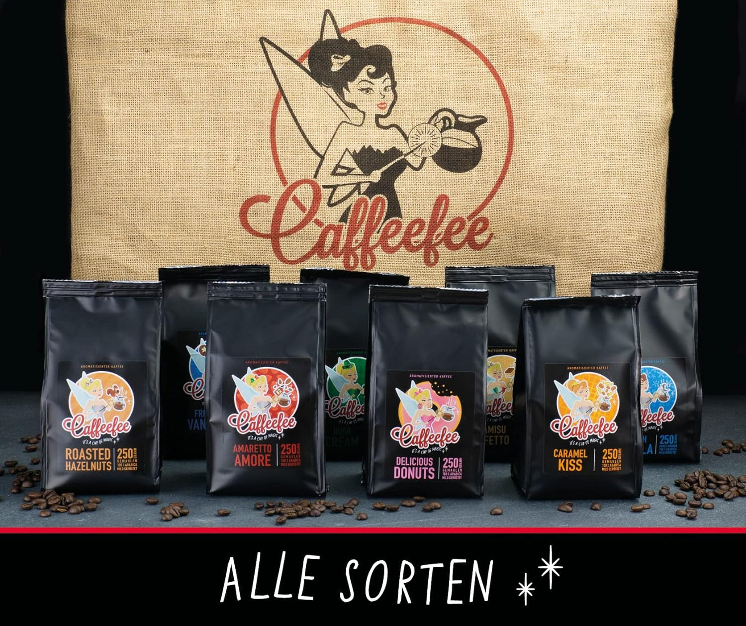 Caffeefee Belgiska våfflor Bohnen, 250 g, aromatisierter Röstkaffee