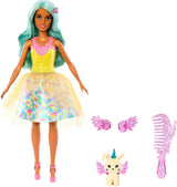 Barbie Hidden Magic - Teresa docka med älvdräkt, vågigt hår och kam för rolig frisör, för åldrarna 3 och uppåt, HLC36