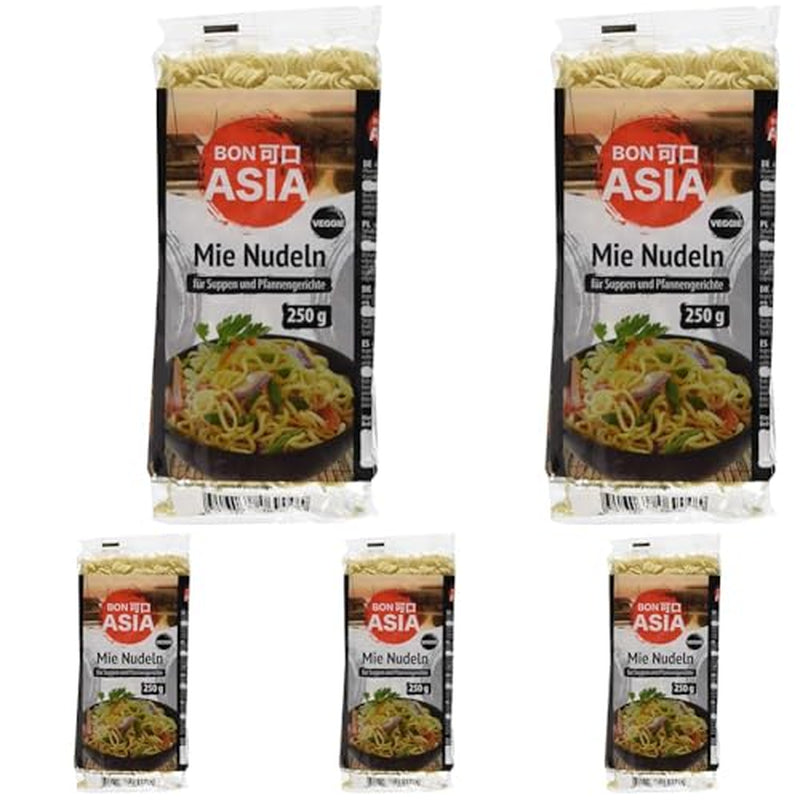 BONASIA Mie Nudlar, utan ägg, 250 g (förpackning om 5)