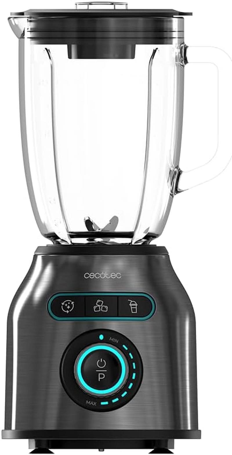 Cecotec Standmixer Power Black Titanium 2200MAX Smooth, 2200 W Maximale Leistung, 6 Klingen Aus Edelstahl, Ice-Crush-Funktion, Turbo- Och Smoothie-Funktion, Autoclean-Funktion Kök Naty Shop Dunkel Inox 2200 W | 1,75 L
