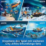 LEGO City Arctic Research Ship, stor flytande leksaksbåt med helikopter, uppblåsbar båt, Rov-ubåt, vikingavrak, 7 minifigurer och späckhuggarfigur, present till barn från 7 år och uppåt 60368 Byggset Besuche den LEGO-Store