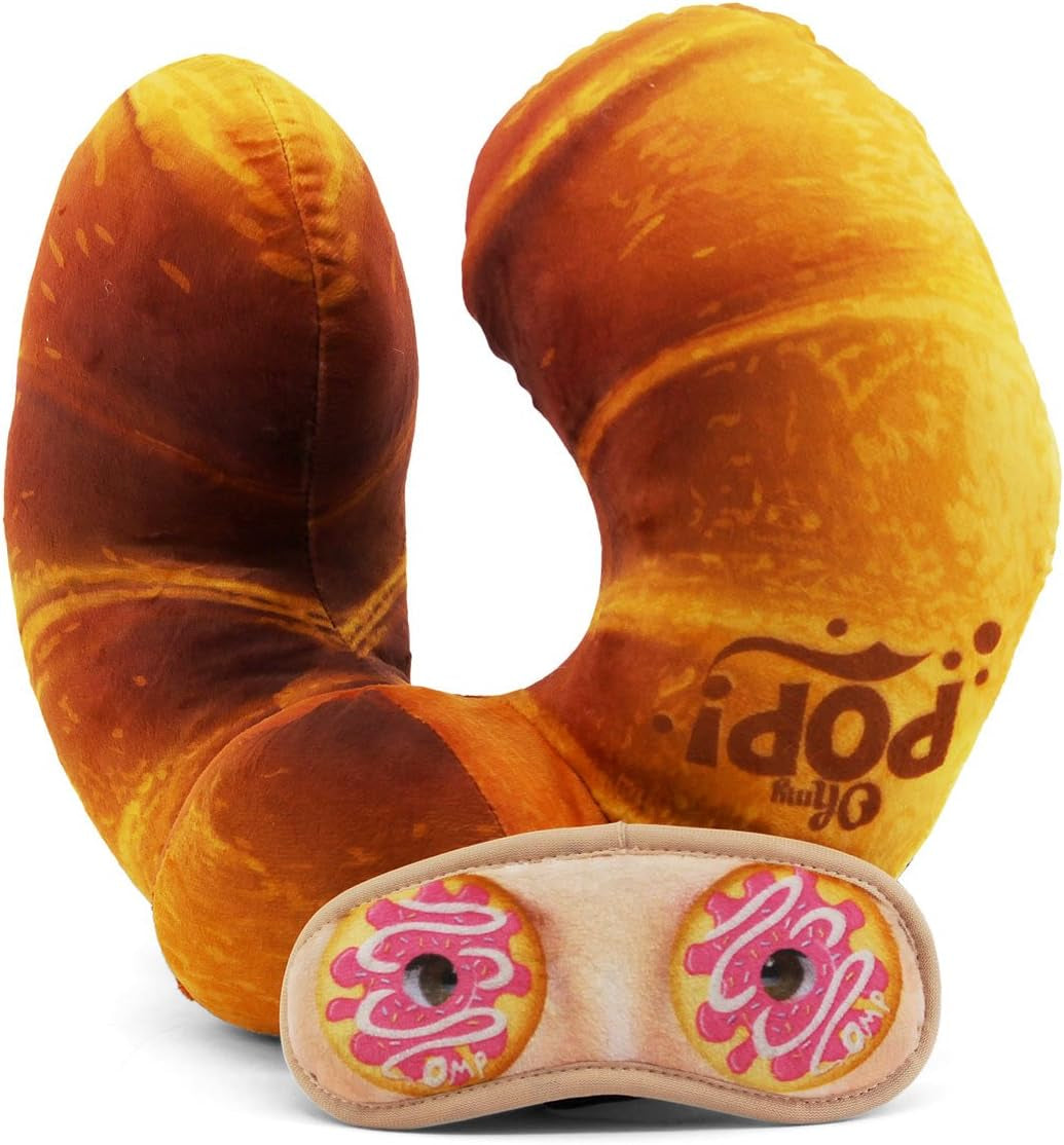 Croissant nackkudde och sovmask, Orange Naty Shop resekuddar
