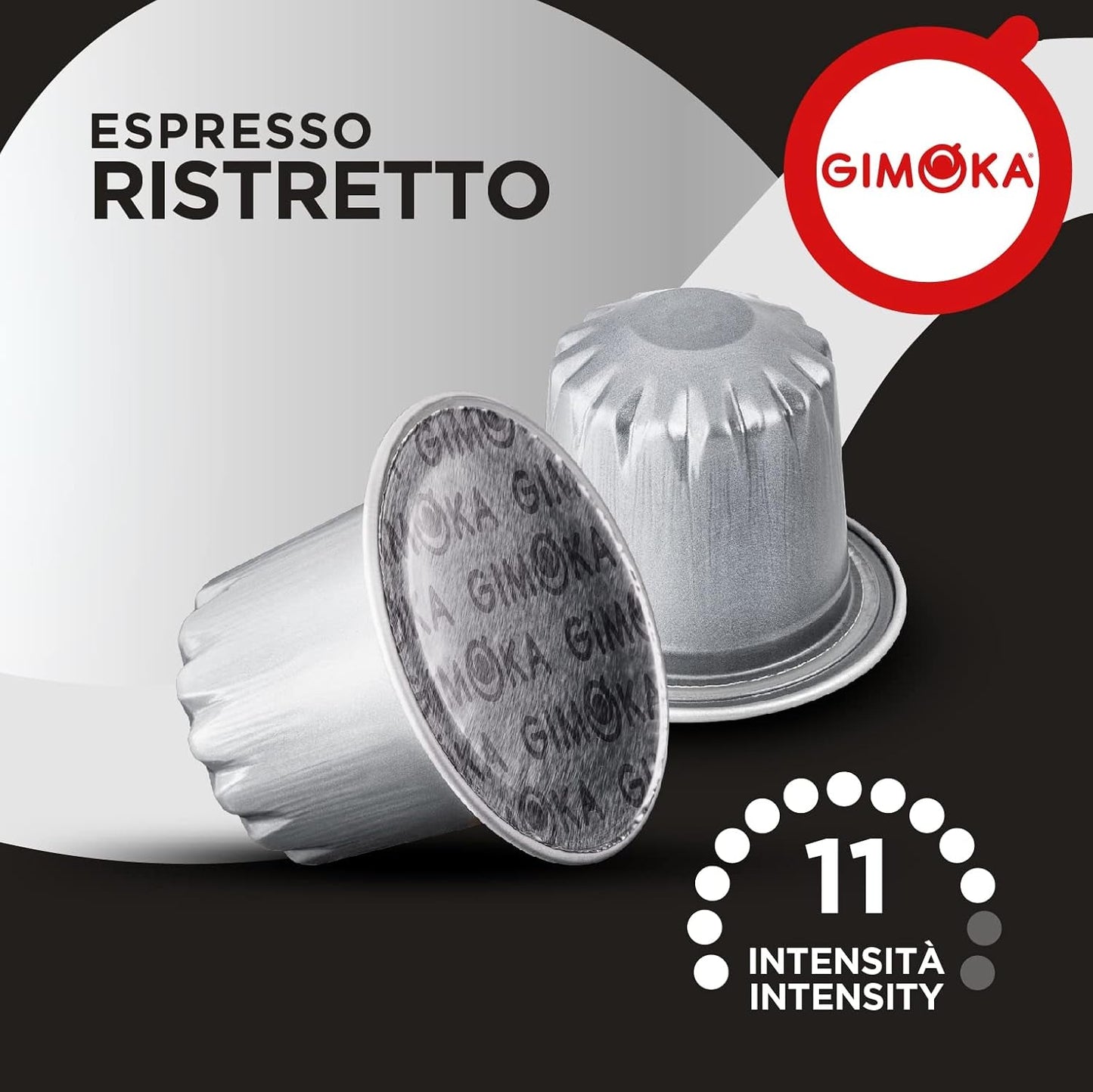 Gimoka Kaffeekapseln Espresso Ristretto, Intensität 11/13-100 Kapsel aus Aluminium - Kompatibel med Nespresso* Haushalts-Espressomaschinen - 100 Stück (10 x 10 Getränke) - Hergestellt i Italien