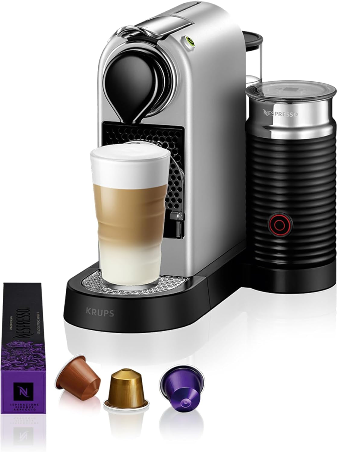 Espressomaskin med Nespresso kapslar XN761B Citiz&Milk | Automatiskt standbyläge | 1260 watt | Vattentankens kapacitet: 1 l | Pumptryck: 19 bar | Silver