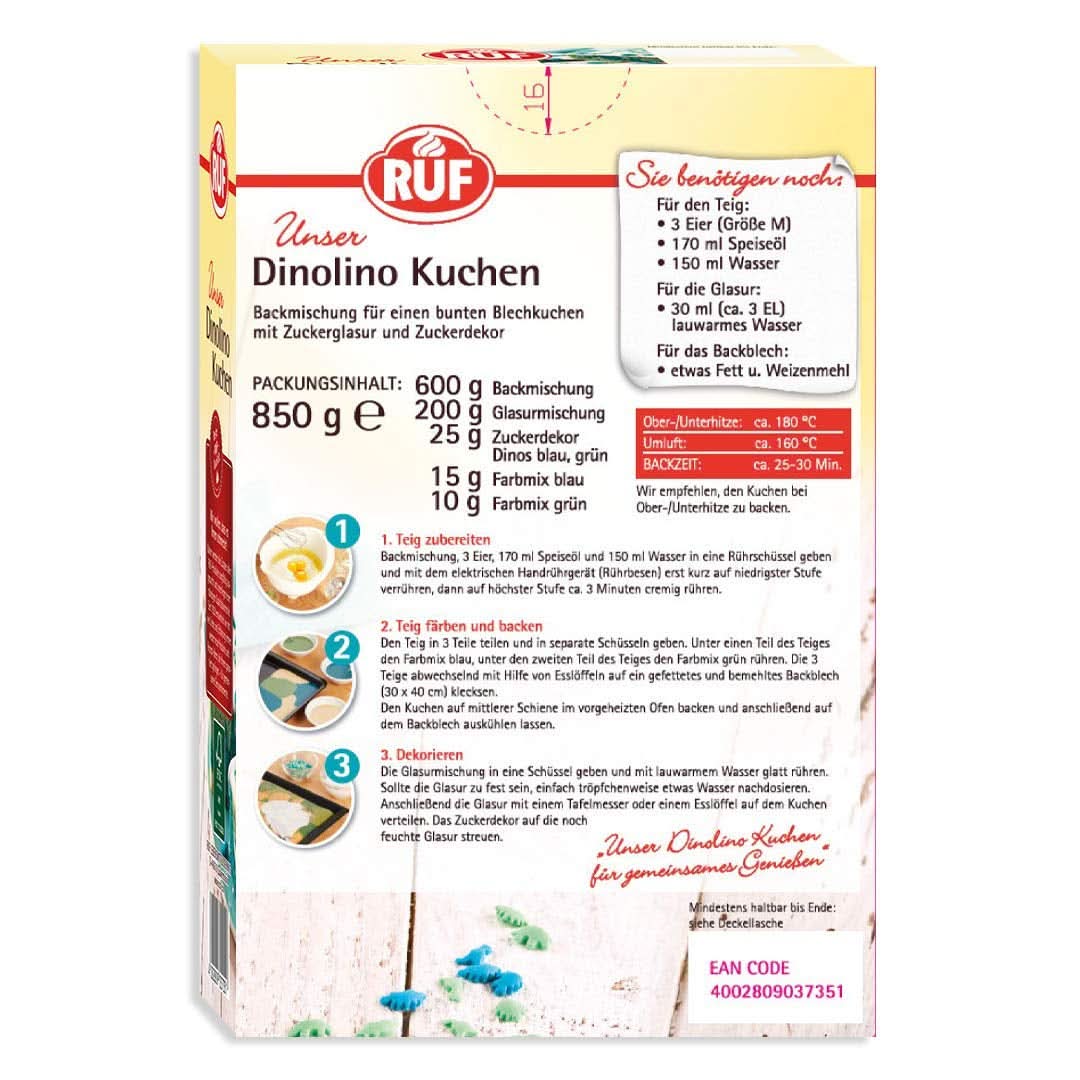 RUF Dinolino Cake, Trefärgad arktårta med citronsmak, 850 gram Sprinkles Naty Shop
